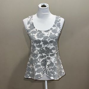 Anthropologie Gray and White Floral Tank Top